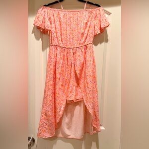 Floral Pink Off-Shoulder Kids Dress